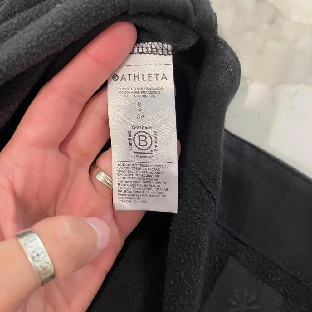 Athleta Coaster Luxe Recover Crewneck Sweatshirt Women's Small Petite Black Cozy - Picture 5 of 9